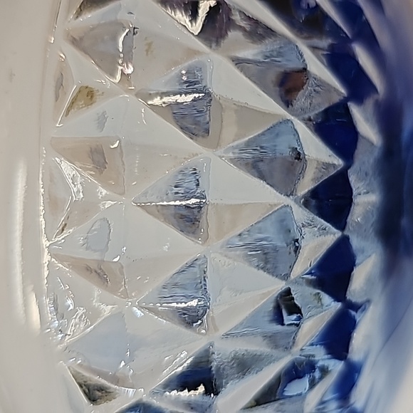 Indiana Glass Blue Diamond Point Footed Compote - Picture 5 of 11